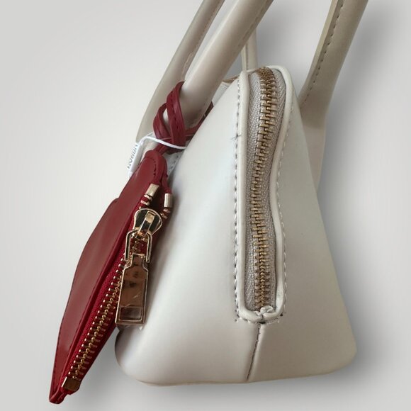 Urban Expressions Oatmilk Double Handle Handbag with Red Heart Zipper Pouch - Picture 3 of 12